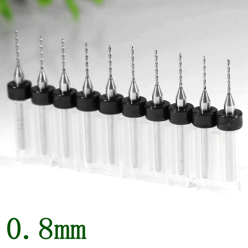 PCB Drill Set 0.8mm 0.85mm 0.9mm Tungsten Carbide Metal Drill Rotary Extractor CNC Router Bit Wood 10PCS Step Exercise Tool