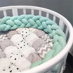 100-300cm Four-ply Bed Bumper Girth Crotch Cot Infant Room Decor Crib Protector Pacification Toy Weaving Knot for Kids Bedding