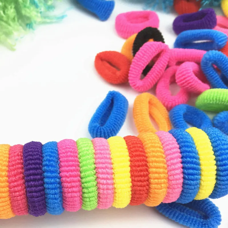 100/Pcs Arcobaleno Colorato Carino Fascia Dei Capelli Titolari di coda di Cavallo Per La Ragazza Delle Donne di Alta Elastico di Gomma HairBands Accessori Per Capelli