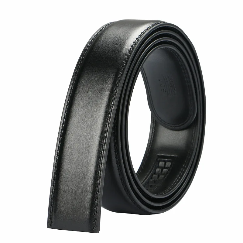 35mm Width Belt Without Buckle Men Casual Belt For Jeans High Quality Genuine Cow Leather Ratchet Belt Strap Black Brown