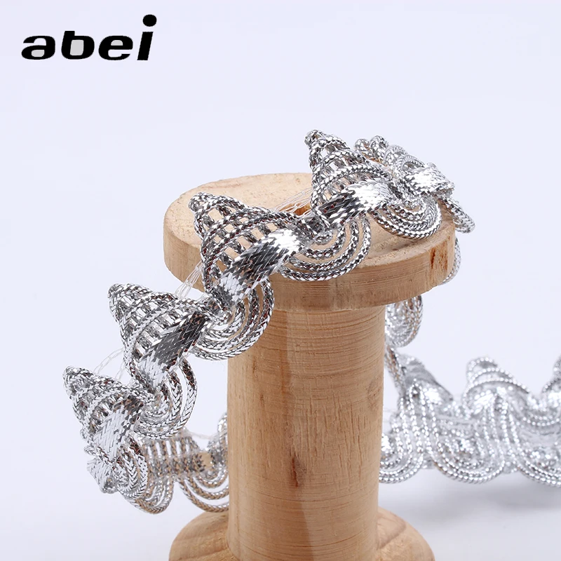 10yards/lot 1.8cm Crocheted Silver Lace Ribbon Tape diy Wedding Cosplay Clothes Sewing fabric Handmade Headwear Accessory