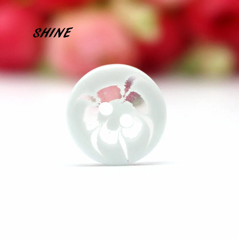 SHINE Resin Sewing Buttons Scrapbooking Round White Color 2 Holes 14mm Dia. 50 PCs Costura Botones bottoni botoes CB0059