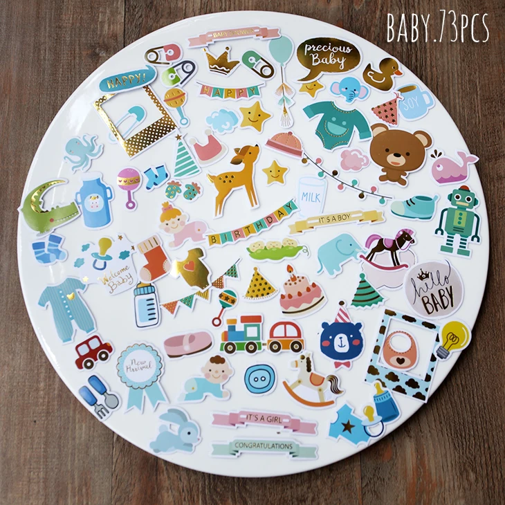 KSCRAFT 73pcs Baby Series Die Cut Stickers for Scrapbooking Happy Planner/Card Making/Journaling Project