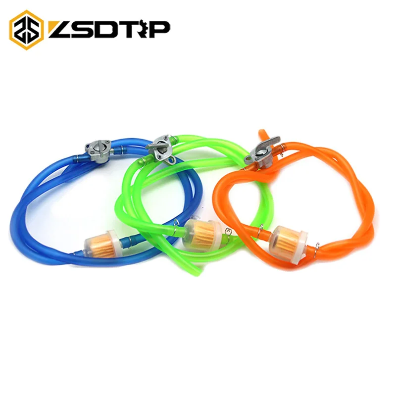 ZSDTRP One Set Inline Petrol Fuel Tap ON/OFF Switch + 1M Fuel Pipe Hose + 1 Oil Filters+ 4 Clips 50cc 110cc 125cc Pit Bike