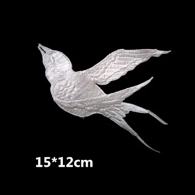 Ivory thread embroidery swallows bird patch for cloth gold thread birds applique swallows cloth stickers