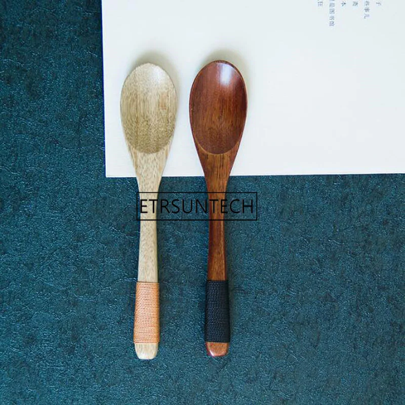 Healthy Wood Spoons Soup Spoon Wooden Tea Spoon Restaurant Dinnerware Thread Head Dining Utensil Retro Handle Cutlery