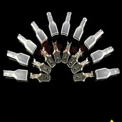 50sets  6.3 mm with transparent sheath inserted spring 6.3mm male connector terminal Faston with insulator for wire