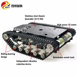 SZDOIT TS900 Large Load Metal Tank Chassis Metal Track Shock-absorbing Crawler Chassis Smart Robot + High Power Motor Assembled