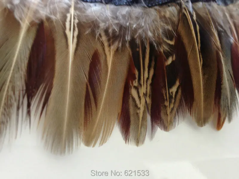 10Yards/Lot!Feather Fringe-NATURAL BROWN Ringneck Pheasant Plumage Feather Trim,Pheasant Feather Trimming