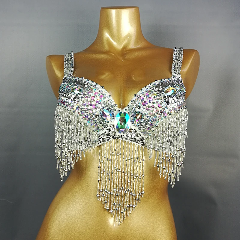 New Lady ผู้หญิง Belly Dance เครื่องแต่งกายอาวุโส Bra เซ็กซี่เต้นรำเสื้อผ้า Bellydance Beaded Sequins Tops BRA In USA ขนาด