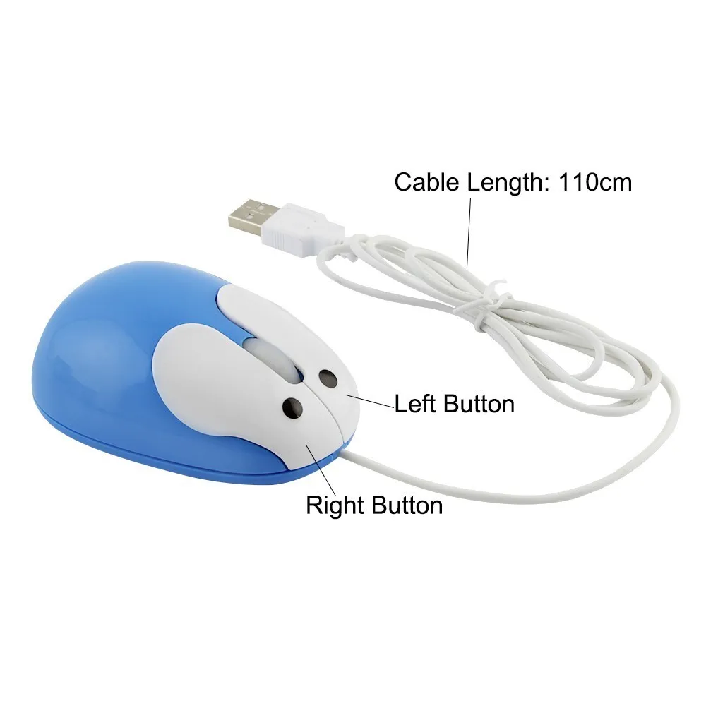 CHYI Cute Rabbit Wired Mouse 1200DPI Three Buttons Ergonomic Optical For PC Laptop Computer