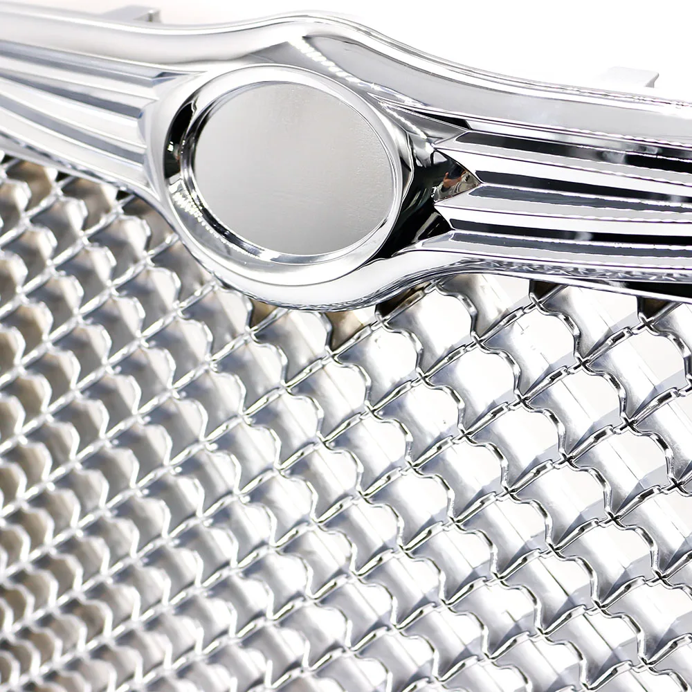 Racing Car front Grills for 2004 2005-2010 Chrysler 300 300C Limited Touring Chrome/Black Hood Grill Mesh Grille TT101088