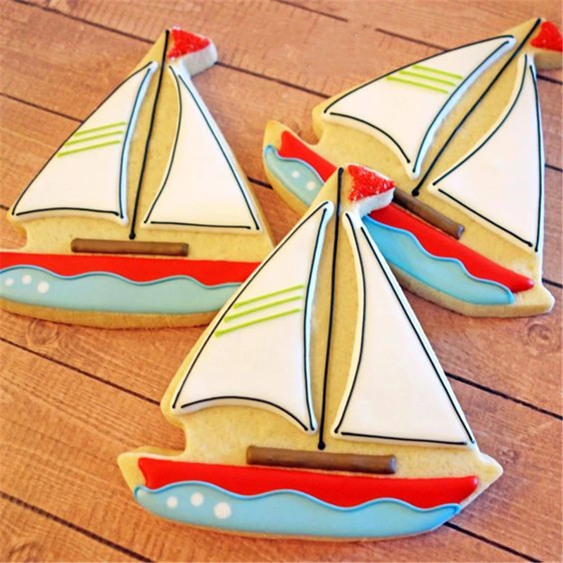 KENIAO Ocean Sailboat Cookie Cutter Nautical Cookie Mould for Kids - Biscuit / Pastry /Bread Cutter - 7.7x9.4cm- Stainless Steel