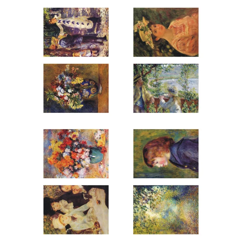 Pintura al óleo famosa de Pierre Auguste Renoir, pegatinas sin cortar para diario, decoración artística, álbum de recortes, 1 unidad