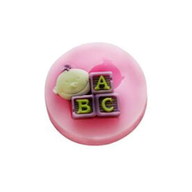 

1pc 3D Round Shape Baby ABC Fondant Cupcake Moulds for Cake Decorating DIY Non-stick Chocolate Baking Tools JH101