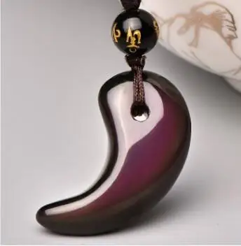 Colgante y collar Magatama, obsidiana, colgantes de cristal energético, regalos de collares con características étnicas