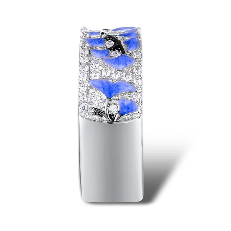 High Quality blue white Flower Epoxy earrings For Woman Blue White Cubic Zirconial earrings Fashion Jewelry gift wedding party