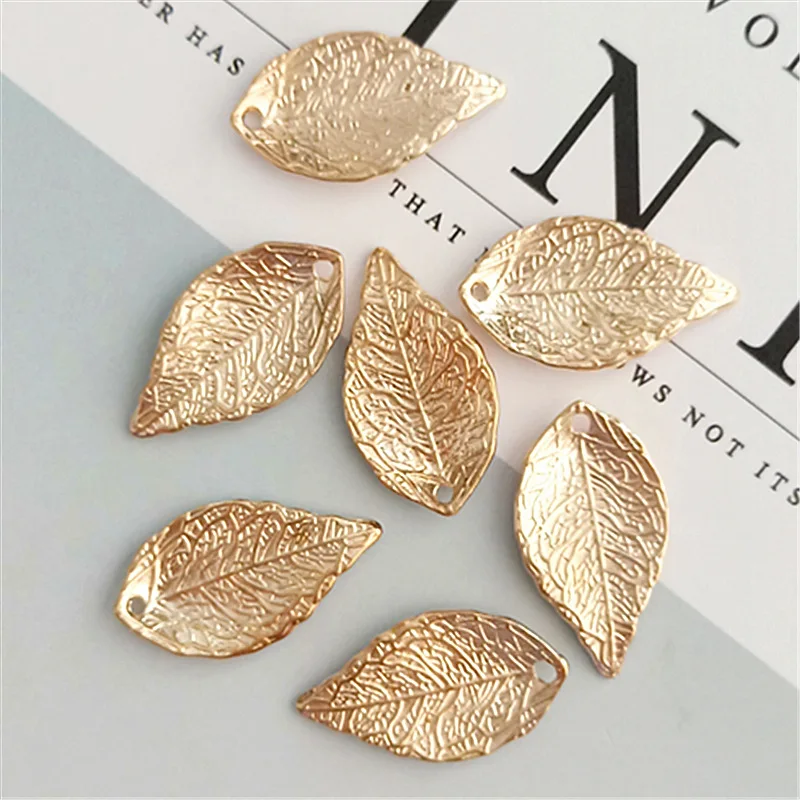 10 pcs/lot Alloy Creative Gold Leaf Pendant Buttons Ornaments Jewelry Earrings Choker Hair DIY Jewelry Accessories Handmade