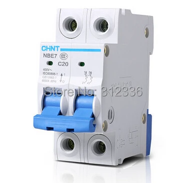 Free Shipping  small air switch unipolar  C20 2P 20A  2 pole Electric shock protection domestic C type  circuit breaker