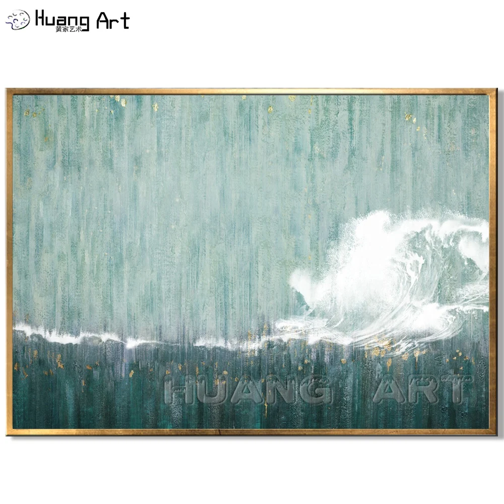 100% Hand Painted Beautiful Abstract Sea Landscape Wall Painting for Room Decor Sea Wave Seascape Modern Oil Painting on Canvas