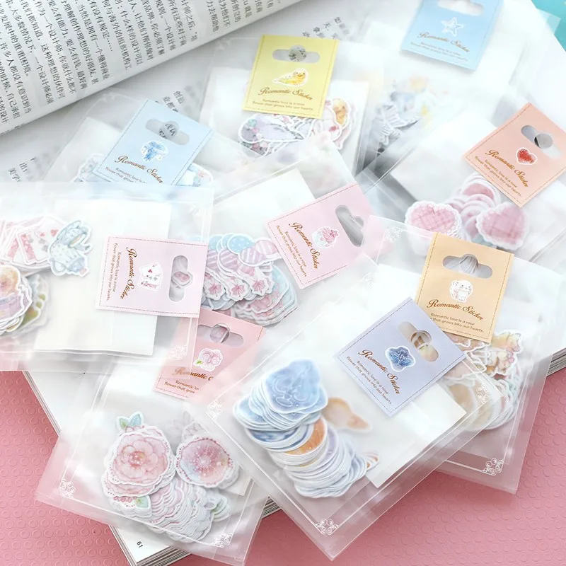 70 pcs/lot romantic mini paper sticker bag DIY diary planner decoration sticker album scrapbooking kawaii stationery