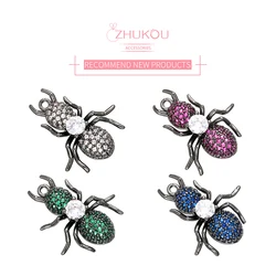 ZHUKOU 18x22mm sparkling crystal insect pendant for necklace earrings bracelet Cubic Zirconia jewelry accessories model:VD426