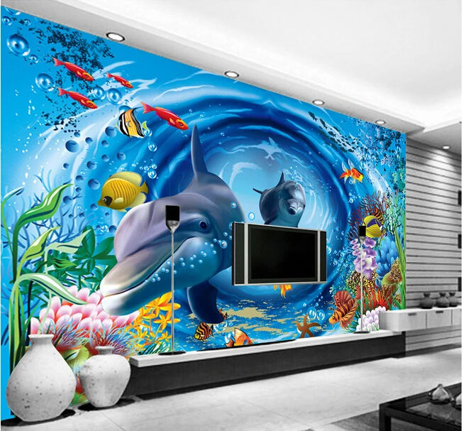 

Custom papel DE parede infantil large murals 3 d underwater world for children room living room TV wall vinyl papel DE parede