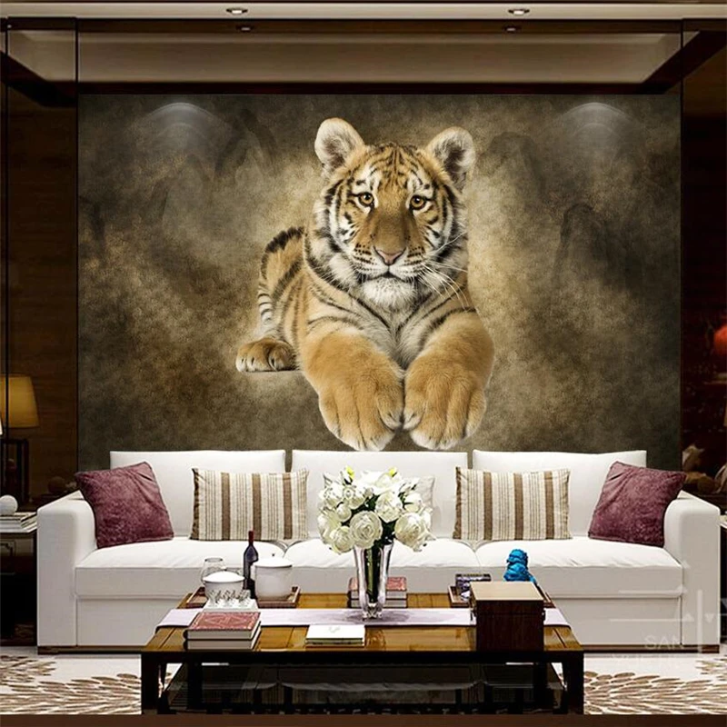 

wellyu papel de parede para quarto Custom wallpaper Art animal tiger high background wall murals wallpapers for living room