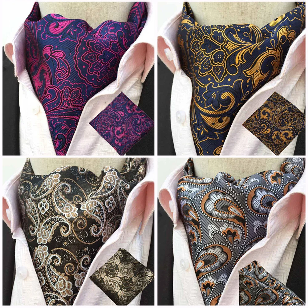 

Men Business Paisley Floral Cravat Ascot Pocket Square Handkerchief Set BWTHZ0519