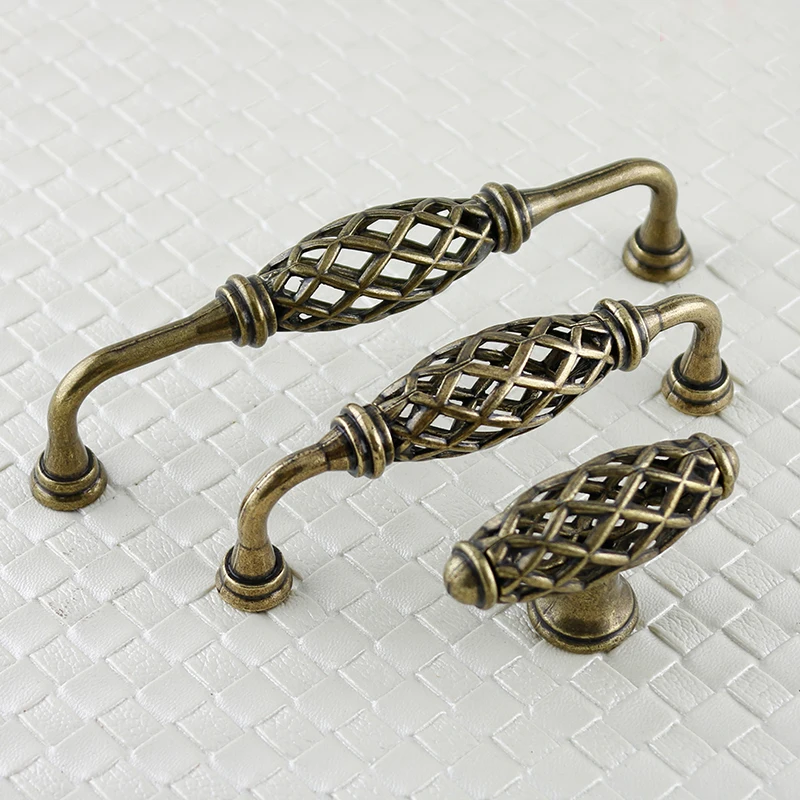 1PC Vintage Kitchen Cabinet Handles Antique Furniture Drawer Pulls Rural Birdcage Shape Cupboard Door Knobs