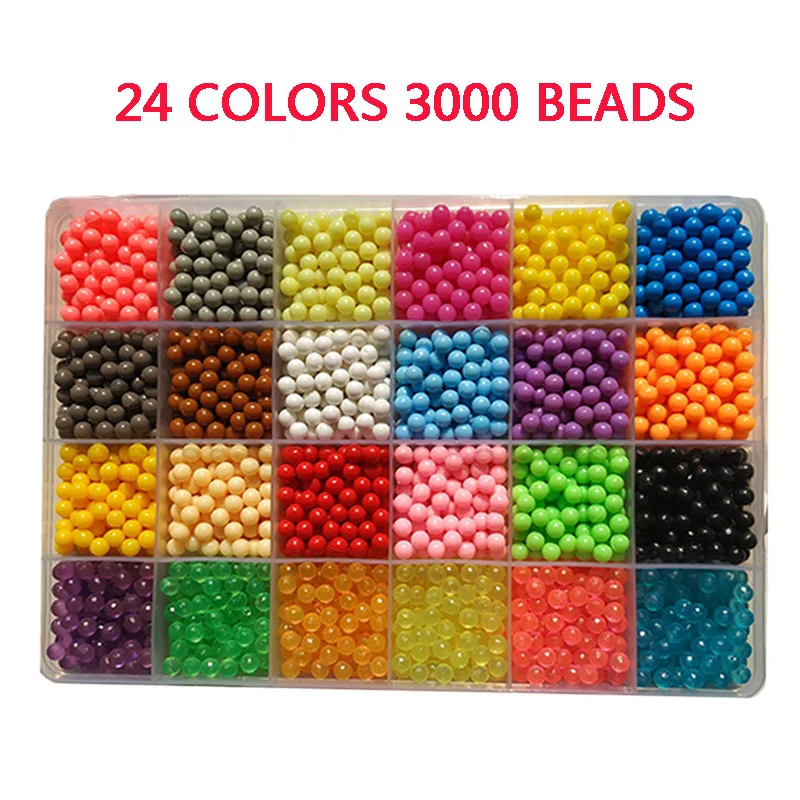 6000pcs 24colors Beads Puzzle Crystal Color DIY Water Spray Beads Set Ball Games 3D Handmade Kids Magic Toys for Children