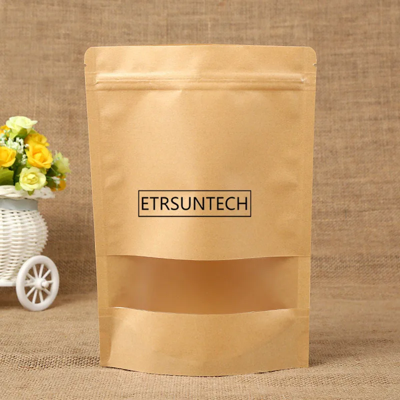 brown white self kraft paper bags with window for gifts sweets and candy food tea jewelry retail package paper