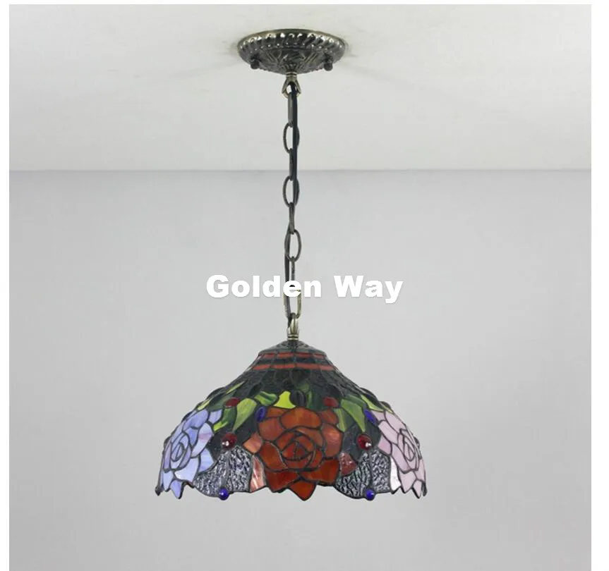 

Tiffany Novelty Flowral Pendant D30cm Bedroom Pendant Lamp for Balcony Home Decoration AC E27 100% Guaranteed