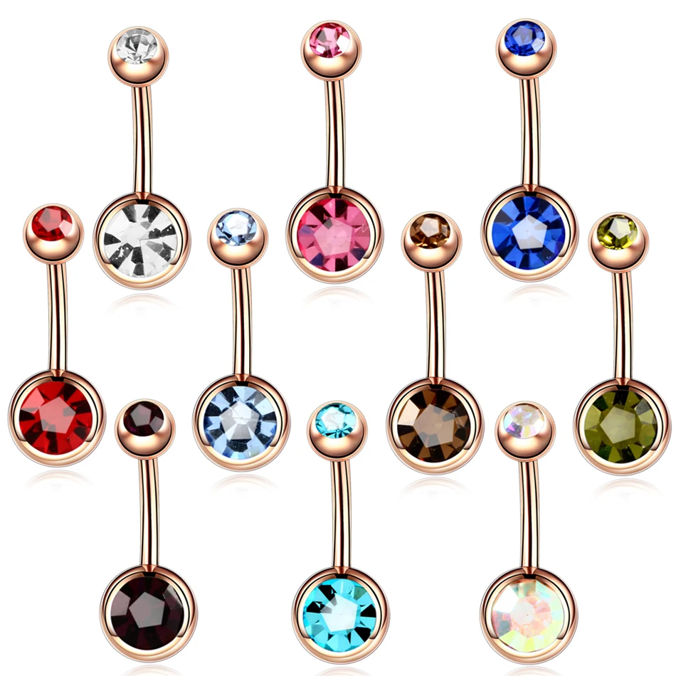 1PC Steel Crystal Ombligo Piercings Navel Bar Studs 14G Gem Belly Button Piercings Sexy Nombril Dangle Earrings Piercing Jewelry