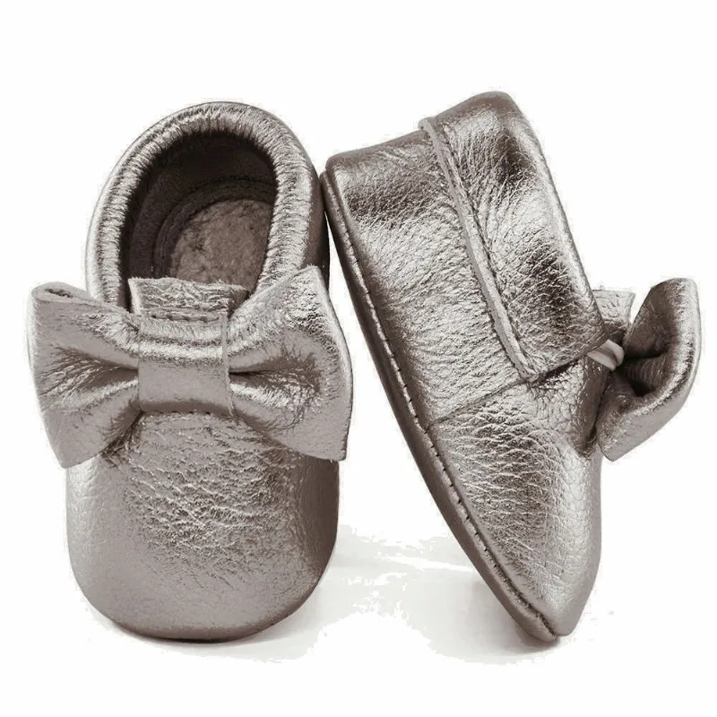 Hot Toddler Girl Crib Shoes Newborn Baby Girls Boys Bowknot Soft SoleGenuine Leather baby shoes