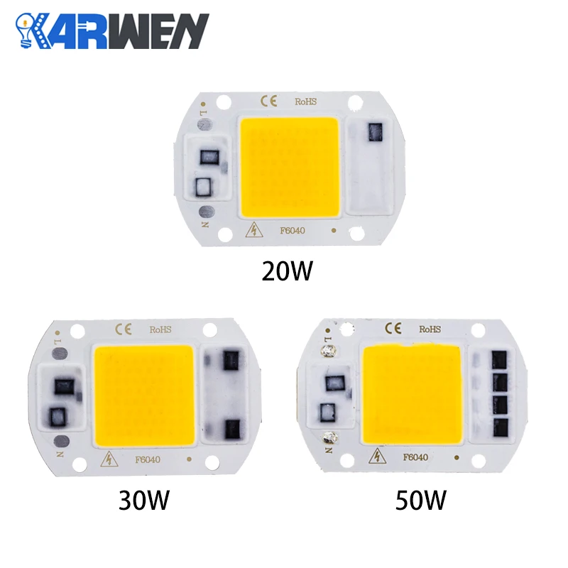 KARWEN LED COB lamp Chip Bulb 10W  20W 30W 50W 220V Real Power Input IP65 Y27 For Outdoor LED Bulb FloodLight Cold Warm White