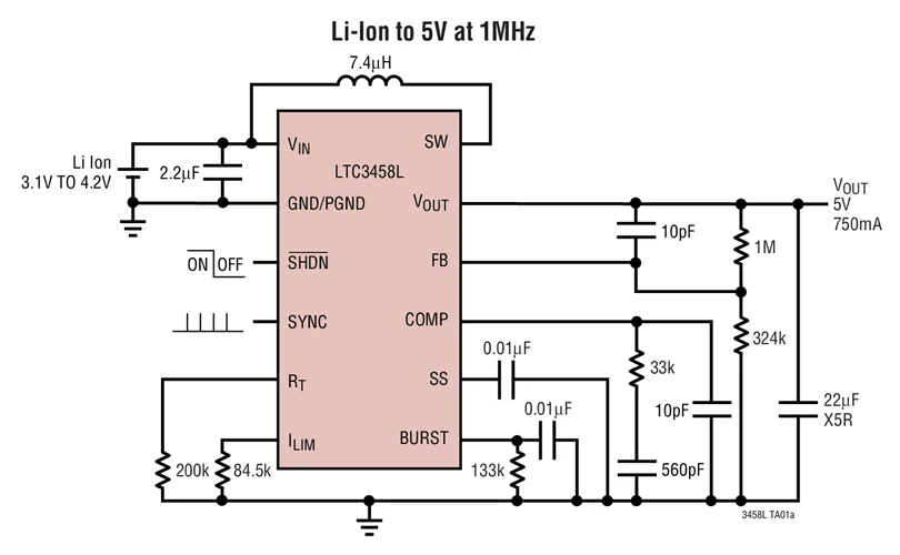 LTC3458 LTC3458LEDE - 1.7A, 1.5MHz Synchronous Step-Up DC/DC Converter with Output Disconnect