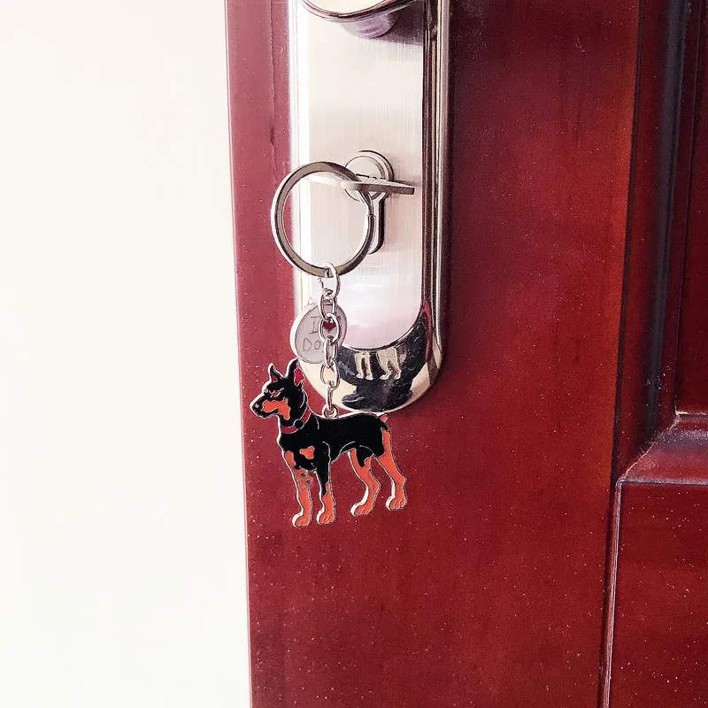 Dobermann dog pendant key chains for men women bag charms car keychain metal key ring holder jewelry gift Lovely Animal Key