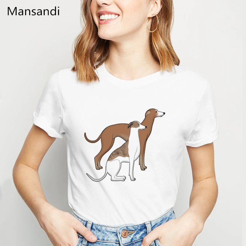 Dog Silhouettes Black And White Animal Printed T Shirt Women Clothes 2024 Funny Tshirt Femme Summer Tops Female T-Shirt