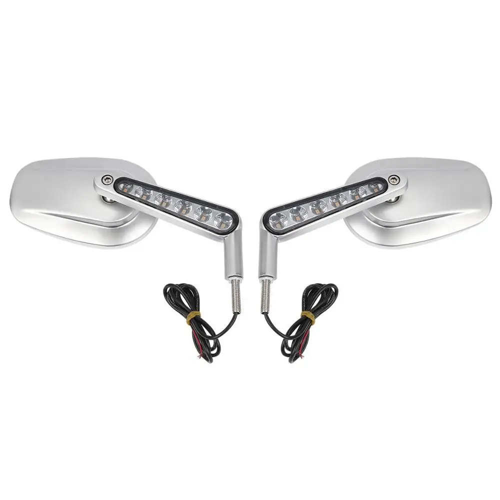 Motorcycle Muscle Rear View Mirrors LED Turn Signals For Harley VRSCF V-Rod 2009-2017 2016 2015 2014 1 Pair Black/Silver/Chrome image 3