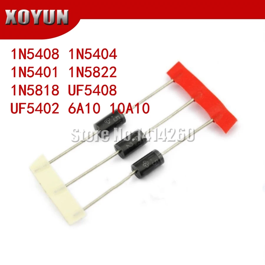 20pcs/lot 1N5408 1N5404 1N5401 1N5822 1N5818  UF5408 UF5402 6A10 10A10 DO-27 Rectifier Diode