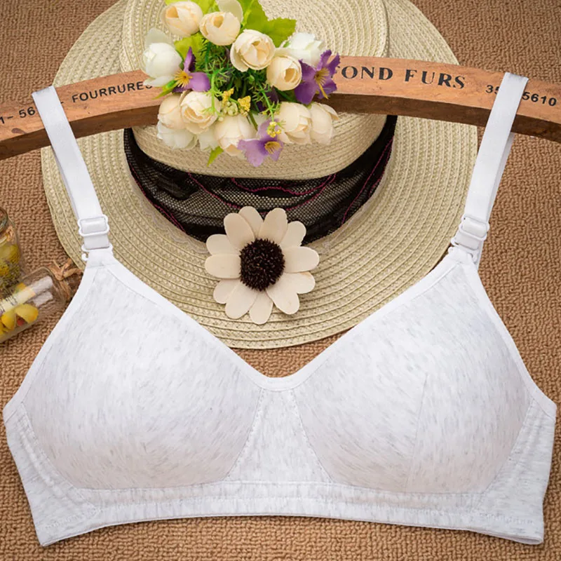 

Sanderala Cotton Women Young Lady Bras Solid Color Comfortable Adjustment Bra Push Up Wire Free Underwear