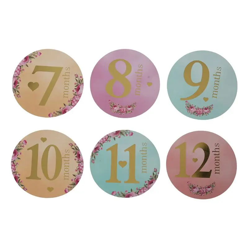 12 Pcs Month Sticker Baby Photography Milestone Memorial Monthly Newborn Kids Commemorative Card Number Photo Props Accessories