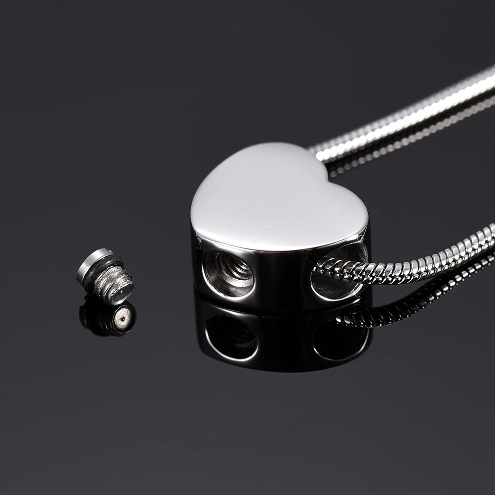 IJD9942 Cheap  Wholesale 316L Stainless Steel Blank Slider Heart Cremation Urn Charm Necklace Hold Memorial Ashes For Women