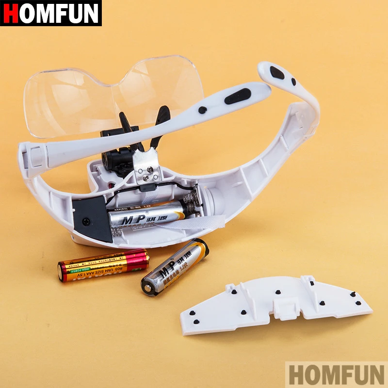 HOMFUN Diamond Painting Embroidery 1.0X 1.5X 2.0X 2.5X 3.5X Adjustable 5 Lens Loupe LED Light Headband Magnifier Glass With Lamp