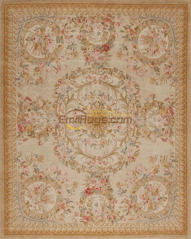 Handmade French Aubusson Savonnerie Design  Rug Handwoven Wool Carpets Runner Rugs Natural Sheep Wool