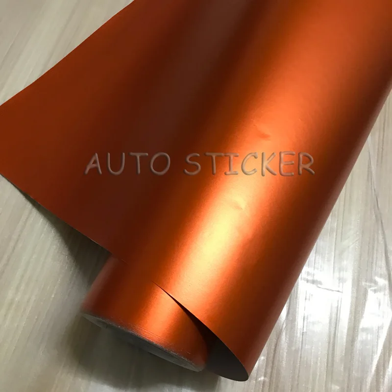 5/10/15/20*1.52M Premium Orange Matte Metallic Chrome Car Vinyl Film Satin Matte Vinyl Air Free Bubble For Vehicle Wraps