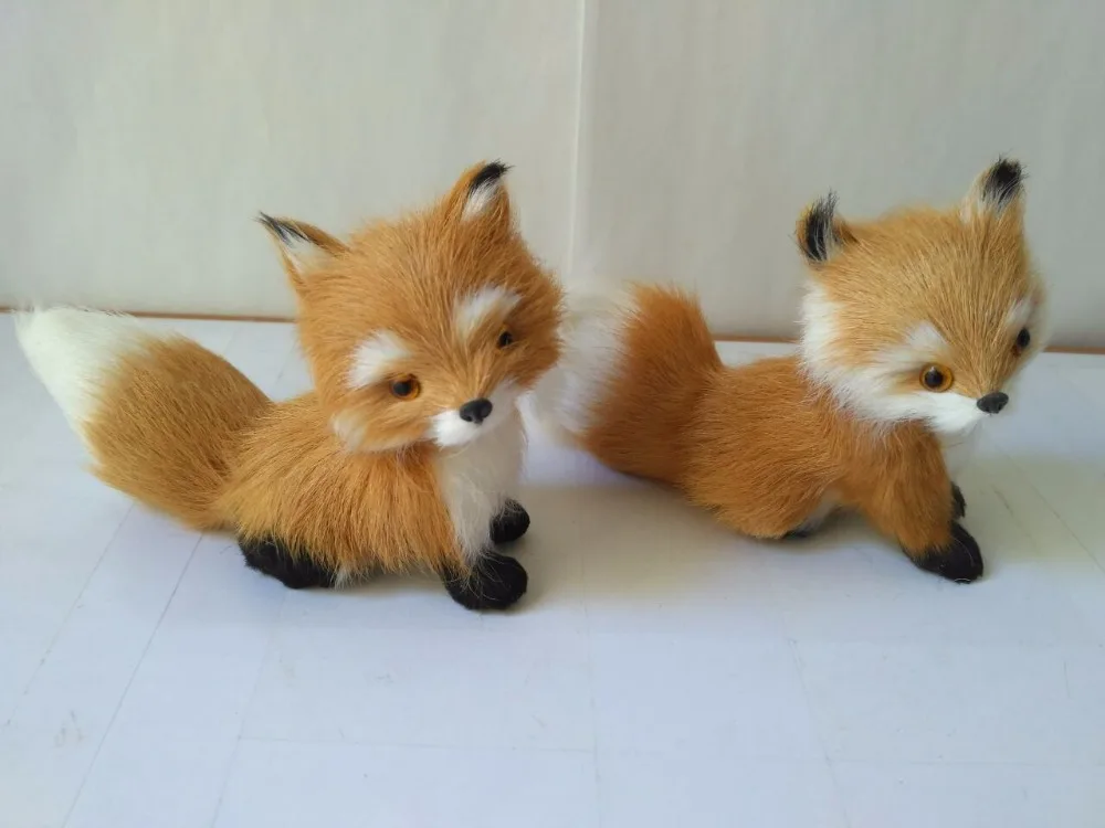 Yellow Squatting Fox Model Handicraft Prop 13x5x9cm Plastic & Furs Home Decoration Gift One Lot/2 Pieces D2097