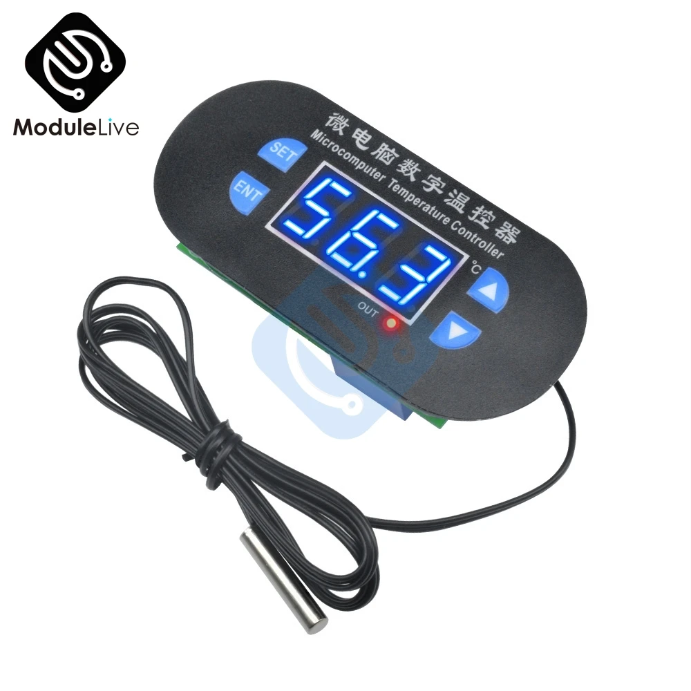 W1308 AC/DC 12V Digital Thermostat Temperature Alarm Controller Sensor Meter Blue LED 12V NTC Sensor Temperature Control Switch