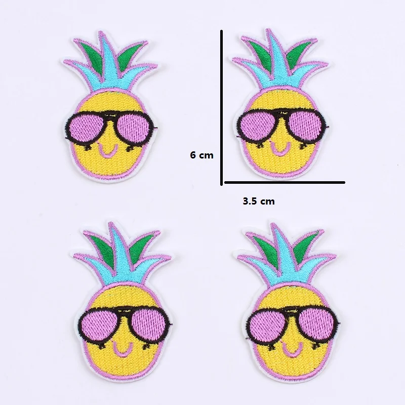 10pcs/lot Quality Funny Pineapple Patch Iron On Embroidered Cartoon Fruits Stickers Garment Repair Appliques DIY Coat Jean Badge